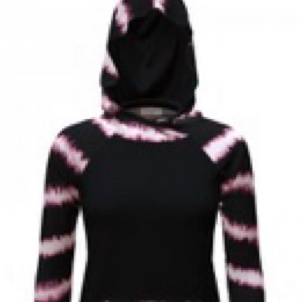 Lularoe S Amber Hoodie Black Pink Tie Dye